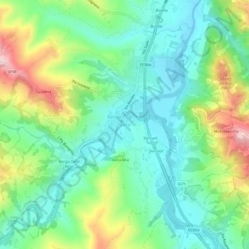 Bora topographic map, elevation, terrain