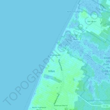Miami Beach topographic map, elevation, terrain