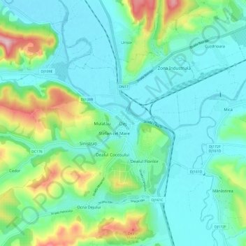 Dej topographic map, elevation, terrain