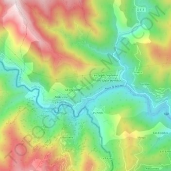 Darbous topographic map, elevation, terrain
