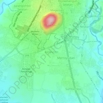 Banyurojo topographic map, elevation, terrain