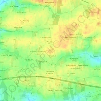 La Chauvelière topographic map, elevation, terrain