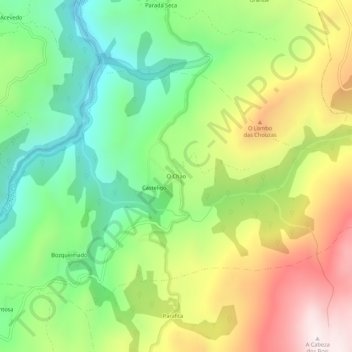 O Chao topographic map, elevation, terrain