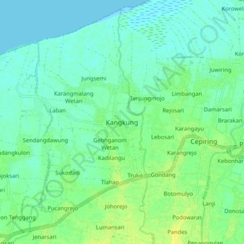 Kangkung topographic map, elevation, terrain