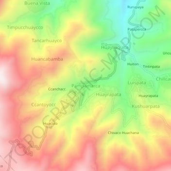 Pampamarca topographic map, elevation, terrain