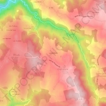 La Vachère topographic map, elevation, terrain