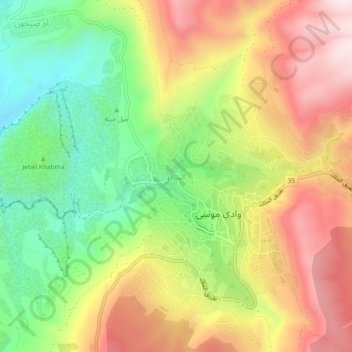 Petra topographic map, elevation, terrain