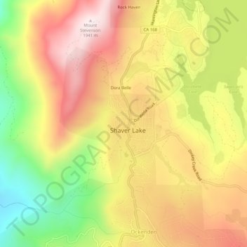 Shaver Lake Heights topographic map, elevation, terrain