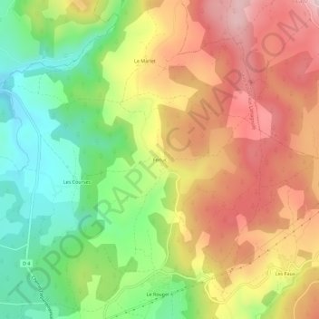Ferluc topographic map, elevation, terrain