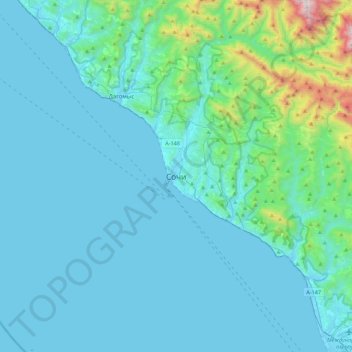 Sochi topographic map, elevation, terrain