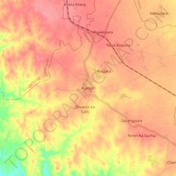 Kanor topographic map, elevation, terrain