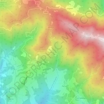 Monte di Fo' topographic map, elevation, terrain
