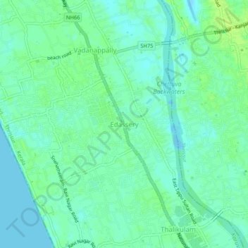 Edassery topographic map, elevation, terrain