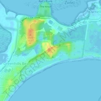 Greenhills topographic map, elevation, terrain