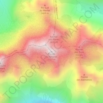 Pointe du Villonet topographic map, elevation, terrain