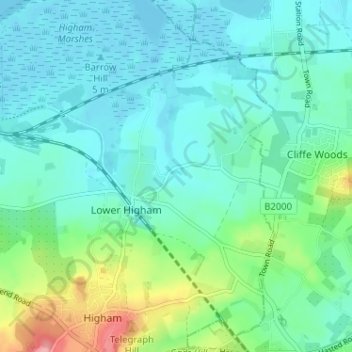 Gore Green topographic map, elevation, terrain