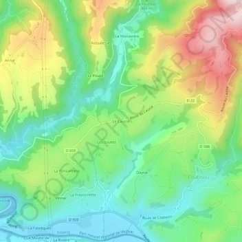 Le Causse topographic map, elevation, terrain