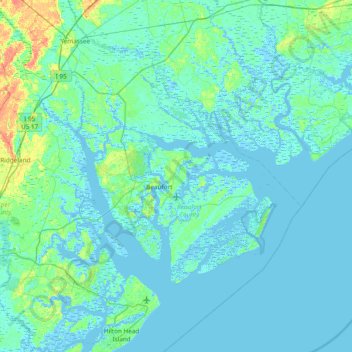 Ladys Island topographic map, elevation, terrain