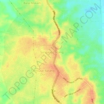 Simpang Padang topographic map, elevation, terrain