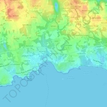 Pen Palud topographic map, elevation, terrain