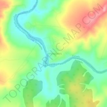Comnidades topographic map, elevation, terrain