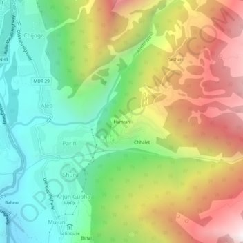 Hamtah topographic map, elevation, terrain