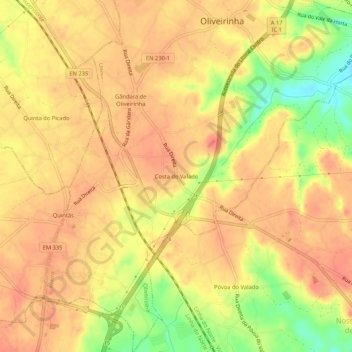 Costa do Valado topographic map, elevation, terrain