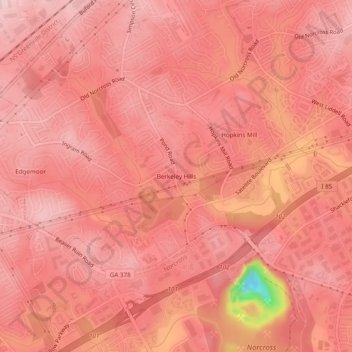 Berkeley Hills topographic map, elevation, terrain
