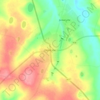 Hendrina topographic map, elevation, terrain
