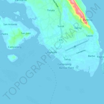Guiuan topographic map, elevation, terrain