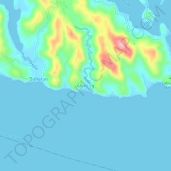 Alimsog topographic map, elevation, terrain