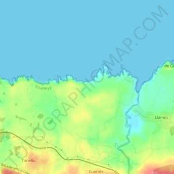 El Infiesto topographic map, elevation, terrain