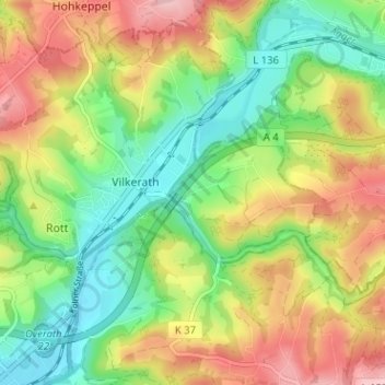 Bochmühle topographic map, elevation, terrain