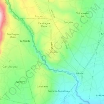 Cuicuno topographic map, elevation, terrain