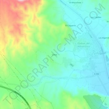 Cirera topographic map, elevation, terrain