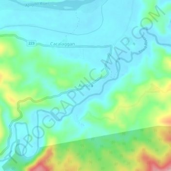 Aurora topographic map, elevation, terrain