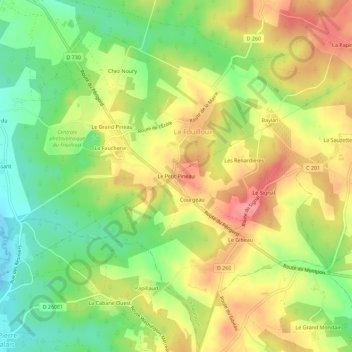 Le Petit Pineau topographic map, elevation, terrain