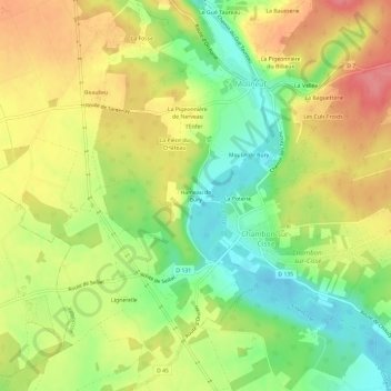 Hameau de Bury topographic map, elevation, terrain