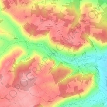 Roussemeau topographic map, elevation, terrain