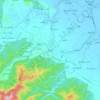 Amlash topographic map, elevation, terrain