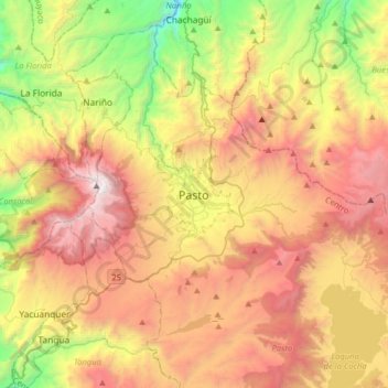 Pasto topographic map, elevation, terrain