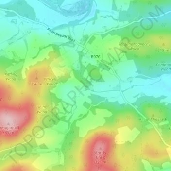 Ballogie topographic map, elevation, terrain