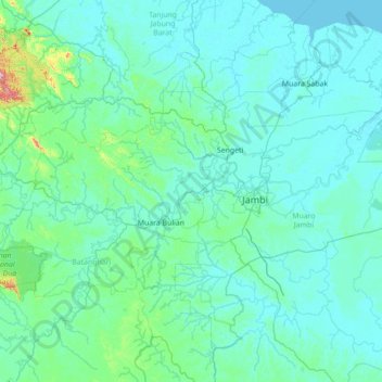 Pemayung topographic map, elevation, terrain