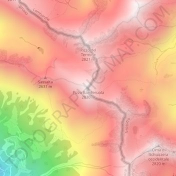 Pizzo Banderuola topographic map, elevation, terrain
