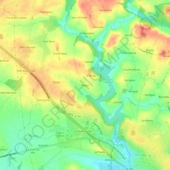 Tregen topographic map, elevation, terrain