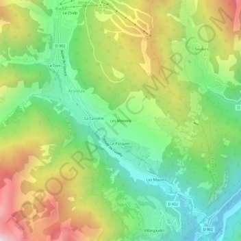 Les Maisons topographic map, elevation, terrain