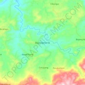 Bojongmanik topographic map, elevation, terrain