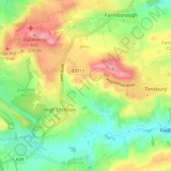 Mearns topographic map, elevation, terrain