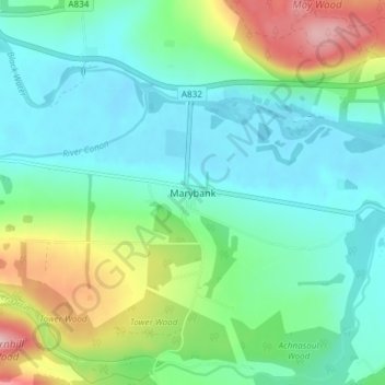 Marybank topographic map, elevation, terrain
