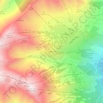 Comborsiere topographic map, elevation, terrain